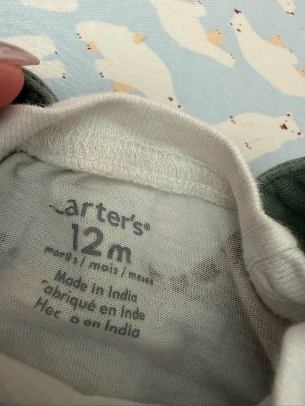 Carter's Sage Green Dinosaur-Trim Overalls